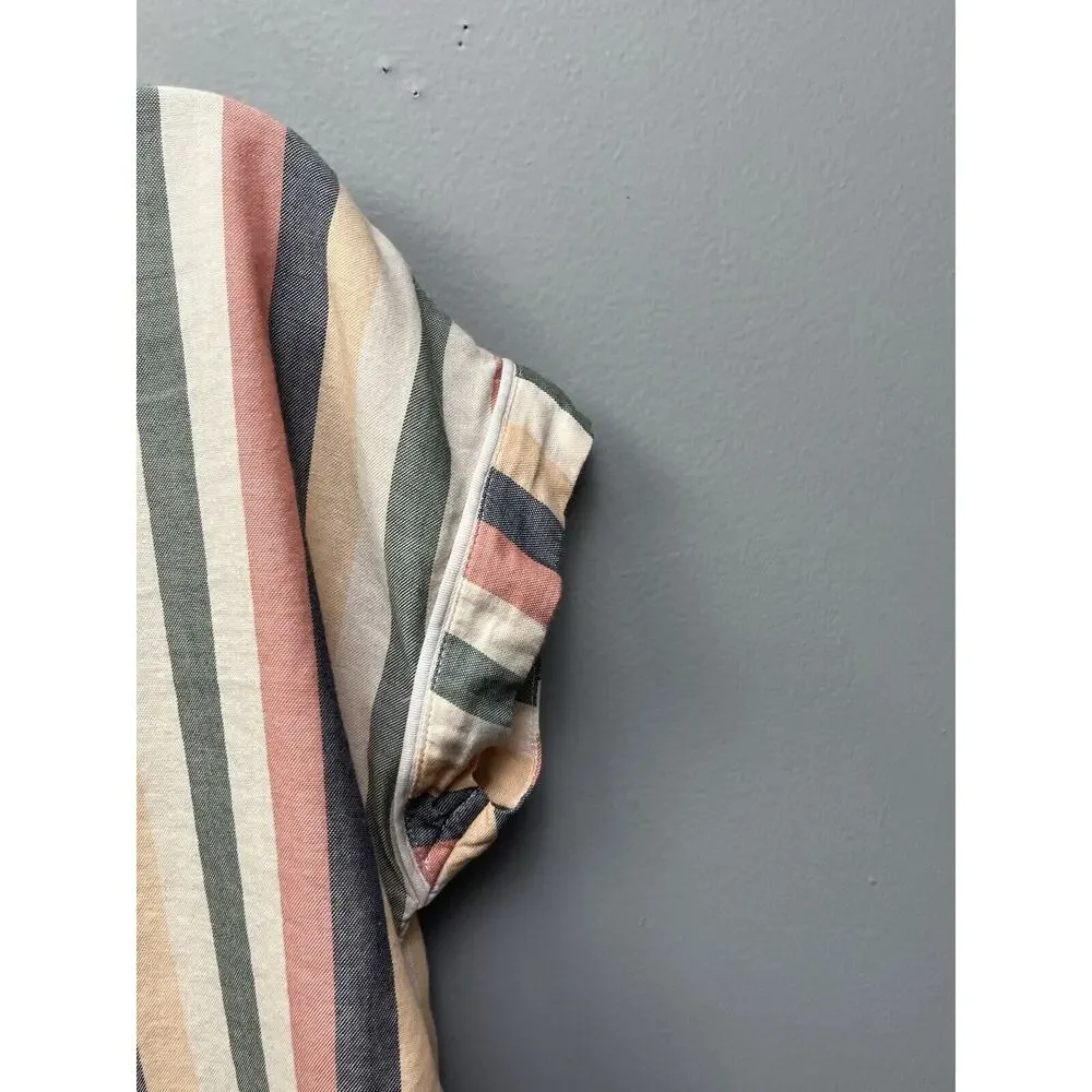 Madewell‎ Lonnie Flannel Bedtime Pajama Top Stripe Womens size Medium